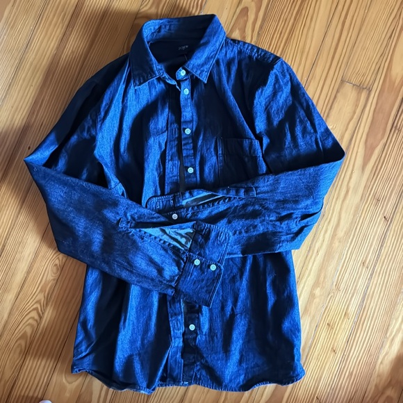 NWOT J. Crew dark blue denim chambray women’s button down shirt cotton M - Picture 6 of 9